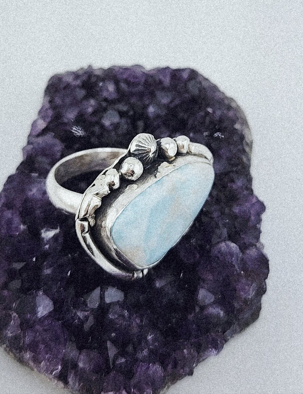 LARIMAR RING HANDMADE IN STERLING SILVER UNISEX SIZE 9 - Picture 5 of 16